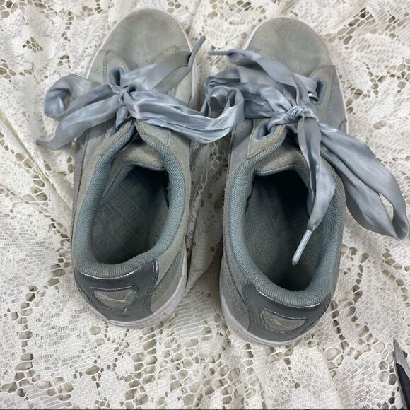 Puma Gray Suede Ribbon Trainers - Picture 5 of 6